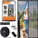 Full frame velcro magnetic door mesh screen with strong magnetis